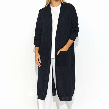 Warm Knit Cardigan with Front Pockets and Stylish Slits
