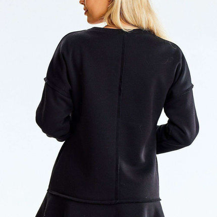 Warm Ruffle Hem Sweatshirt Dress: Elegant Casual Wear from Poland - Très Elite