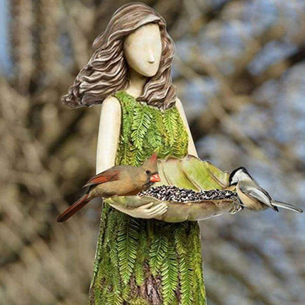 Whimsical Angel Girl Bird Feeder Ornament: Enrich Your Garden Sanctuary..