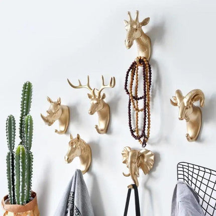 Whimsical Animal-Themed Metallic Resin Wall Hooks in Chic Finishes