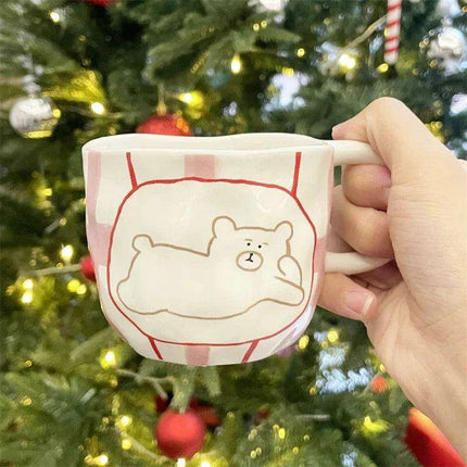 Whimsical Bear Buddy Ceramic Mug - Artisanal Coffee Companion - Très Elite