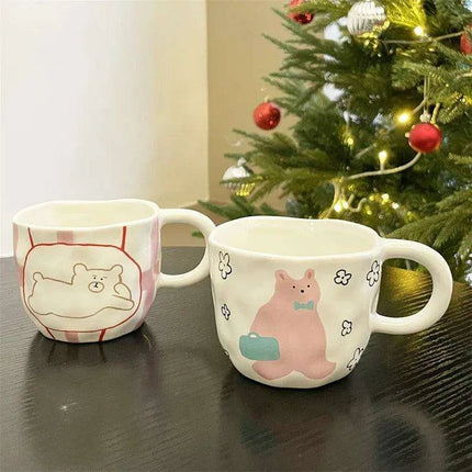 Whimsical Bear Buddy Ceramic Mug - Artisanal Coffee Companion - Très Elite