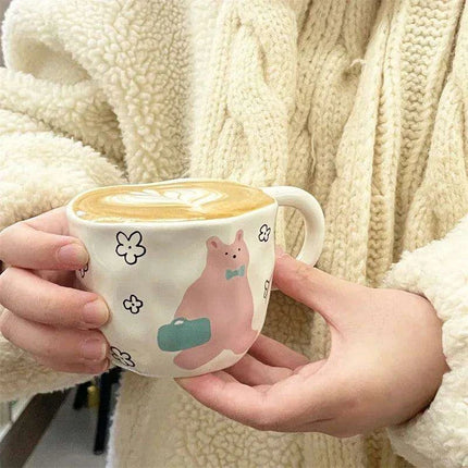 Whimsical Bear Buddy Ceramic Mug - Artisanal Coffee Companion - Très Elite