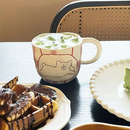 Whimsical Bear Buddy Ceramic Mug - Artisanal Coffee Companion - Très Elite