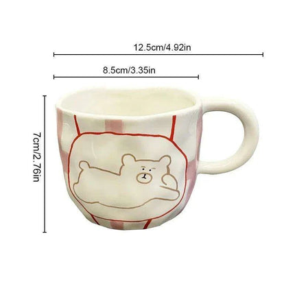 Whimsical Bear Buddy Ceramic Mug - Artisanal Coffee Companion - Très Elite