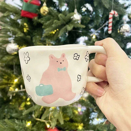 Whimsical Bear Buddy Ceramic Mug - Artisanal Coffee Companion - Très Elite