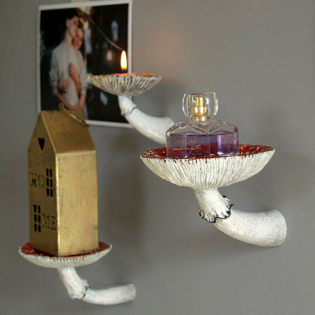 Whimsical Cloud Mushroom Hanging Shelf - Charming Resin Decor Accent