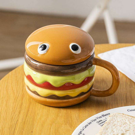 Whimsical Hamburger Ceramic Mug Set - 300mL Breakfast Delight - Très Elite