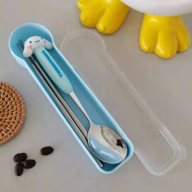 Whimsical Hello Kitty and Cinnamoroll Stainless Steel Kids' Dining Set