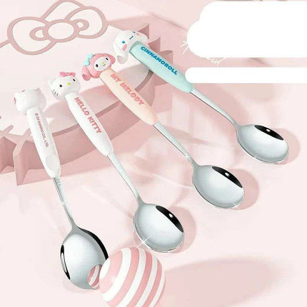 Whimsical Hello Kitty and Cinnamoroll Stainless Steel Kids' Dining Set - Très Elite