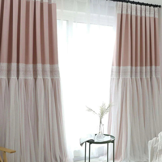 Whimsical Lace-Trimmed Blackout Curtains in Candy Colors for Stylish Girls' Bedrooms