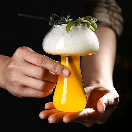 Whimsical Mushroom-Themed Cocktail Glass Set with Straw: Elevate Your Drink Experience - Très Elite
