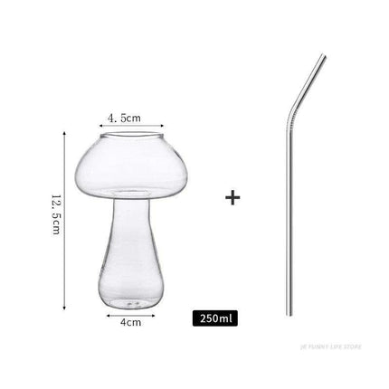 Whimsical Mushroom-Themed Cocktail Glass Set with Straw: Elevate Your Drink Experience - Très Elite