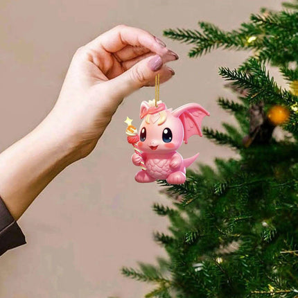 Whimsical Pink Dragon Acrylic Holiday Ornament for Joyful Celebrations - Très Elite