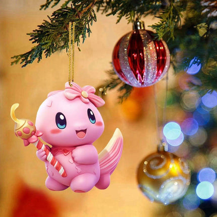 Whimsical Pink Dragon Acrylic Holiday Ornament for Joyful Celebrations..