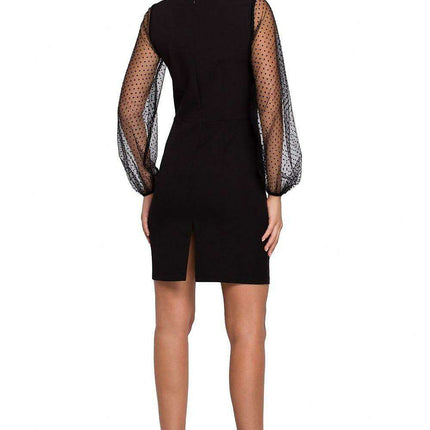 Whimsical Polka Dot Mesh Sleeve Cocktail Dress - Très Elite