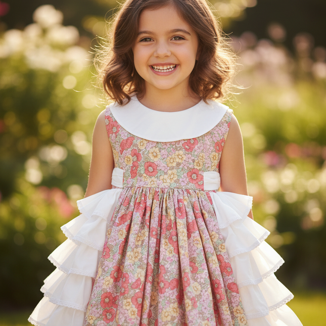 Whimsical Vintage Floral Ball Gown for Girls - Ideal for Summer Events