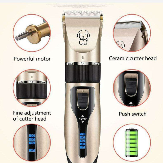 Whisper-Quiet Pet Grooming Clippers Set for Dogs and Cats