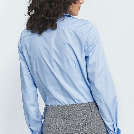 White Cotton Blend Slim Fit Business Shirt Cuff Details - Très Elite