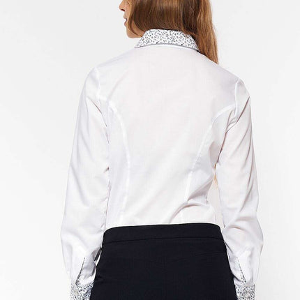 White Long Sleeve Shirt With Pleated Collar Cuffs 216347 - Très Elite