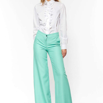 White Long Sleeve Shirt With Ruffled Collar 216346 - Très Elite