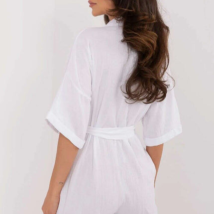 White Muslin Cotton Jumpsuit Model 213055 For Women - Très Elite