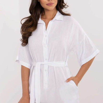 White Muslin Cotton Jumpsuit Model 213055 For Women - Très Elite