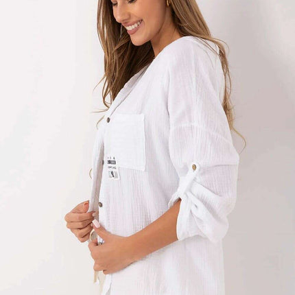 White Muslin Cotton Womens Shirt Model 213245 Casual - Très Elite