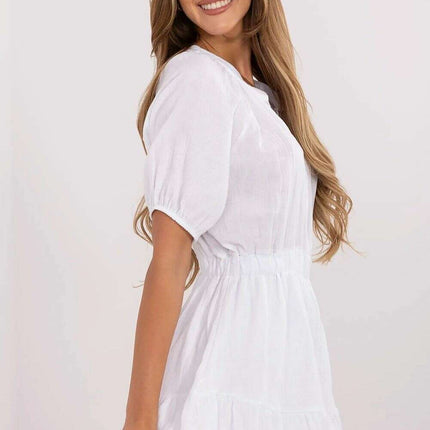 White Muslin Jumpsuit With Dress Cut For Everyday Wear - Très Elite