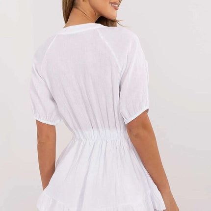 White Muslin Jumpsuit With Dress Cut For Everyday Wear - Très Elite