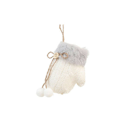 White Plush Fabric Pendant Gloves Sled Creative Christmas Tree Ornaments - Très Elite