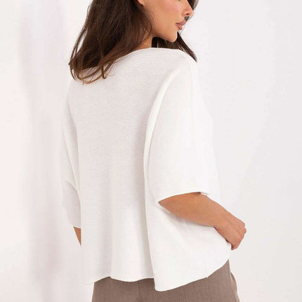 White Short Sleeve Sweater Model 216683 for Women Online - Très Elite