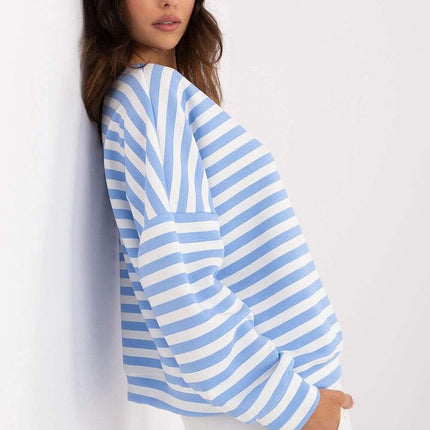 White Striped Blouse Model 207017 For Women Everyday Wear - Très Elite