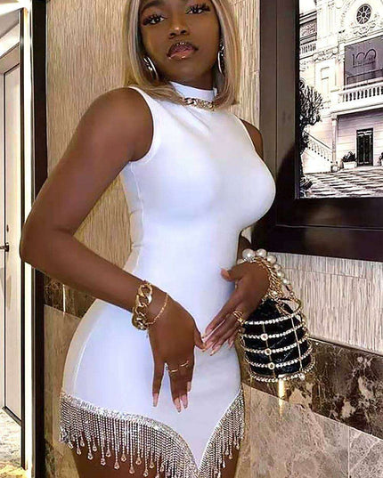 Radiant Rhinestone Tassel Cocktail Dress