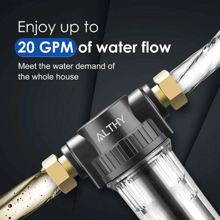 Whole House Water Filtration System with Stainless Steel Mesh - Low Maintenance Solution by ALTHY AL-PRE1..