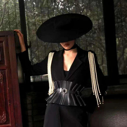 Wide Brim Wool Felt Fedora Hat for Men and Women - Très Elite