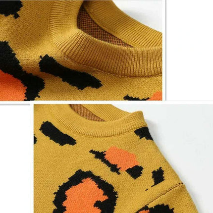 Wild Chic Leopard Print Sweater for Girls 24M to 6 Years - Trendy Cozy Pullover for Fall/Winter - Très Elite
