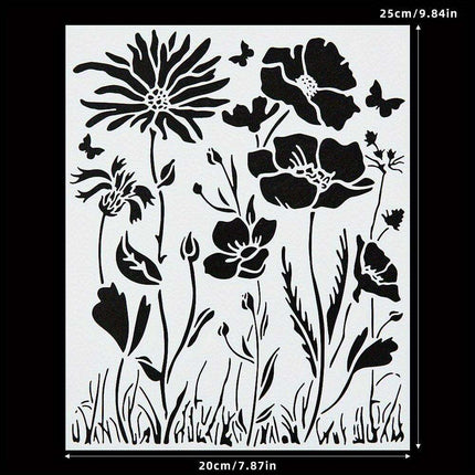 Wildflower Serenity Stencil - Creamy White for Inspiring Home Decor Creations