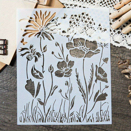 Wildflower Serenity Stencil - Creamy White for Inspiring Home Decor Creations