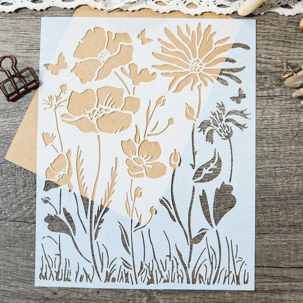 Wildflower Serenity Stencil - Creamy White for Inspiring Home Decor Creations