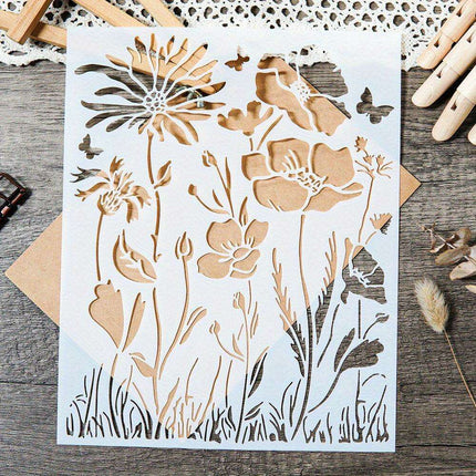 Wildflower Serenity Stencil - Creamy White for Inspiring Home Decor Creations