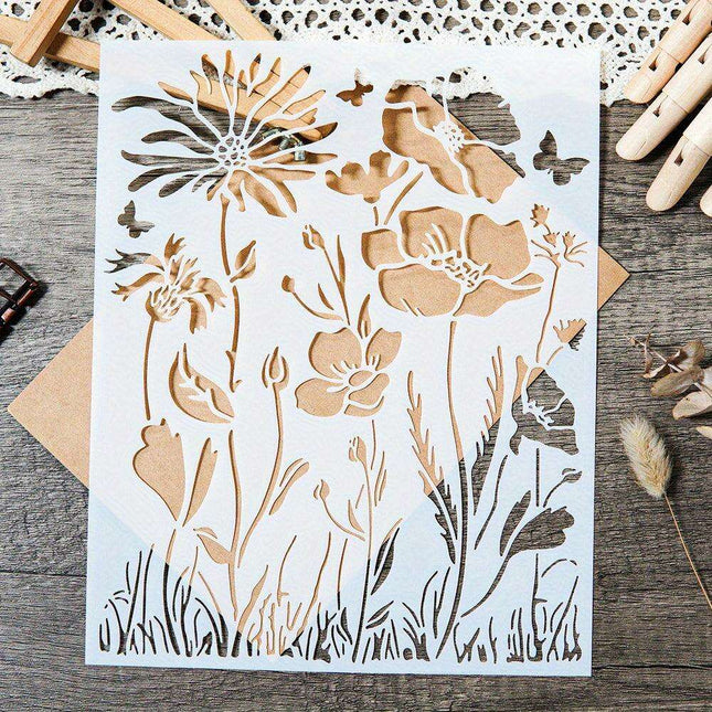 Wildflower Serenity Stencil - Creamy White for Inspiring Home Decor Creations