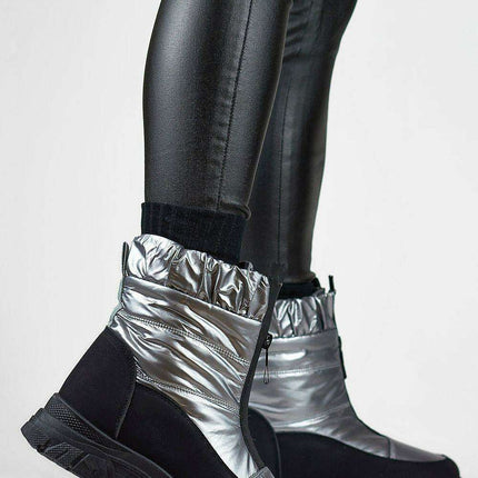 Winter Chic Women's Zip-Up Snow Boots with Fur Lining and Platform Sole - Très Elite