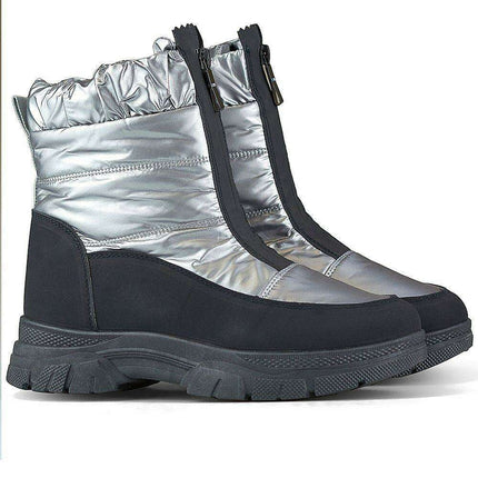 Winter Chic Women's Zip-Up Snow Boots with Fur Lining and Platform Sole - Très Elite