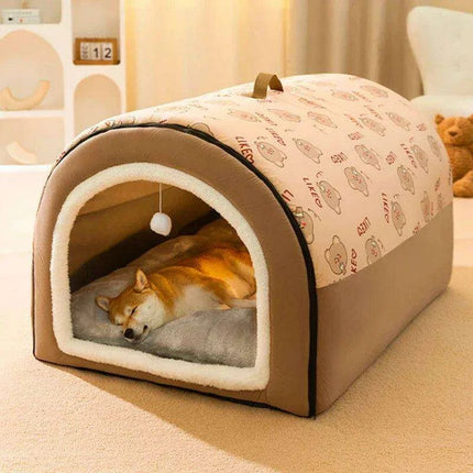 Winter Cozy Cave Bed for Pets - Snuggle Spot for Cats and Dogs - Très Elite