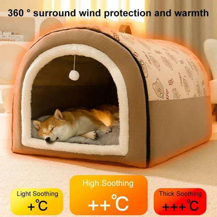Winter Cozy Cave Bed for Pets - Snuggle Spot for Cats and Dogs - Très Elite