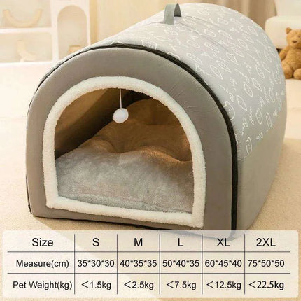 Winter Cozy Cave Bed for Pets - Snuggle Spot for Cats and Dogs - Très Elite