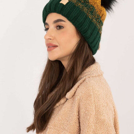 Winter Plaid Beanie With Pom Pom And Fleece Lining - Très Elite