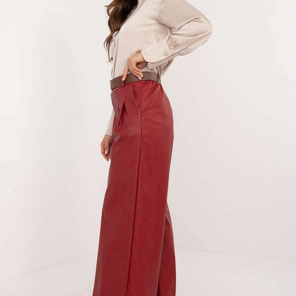 Women Eco Leather Pants 202891 in Brown Polyester Blend - Très Elite