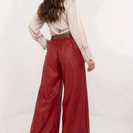 Women Eco Leather Pants 202891 in Brown Polyester Blend - Très Elite